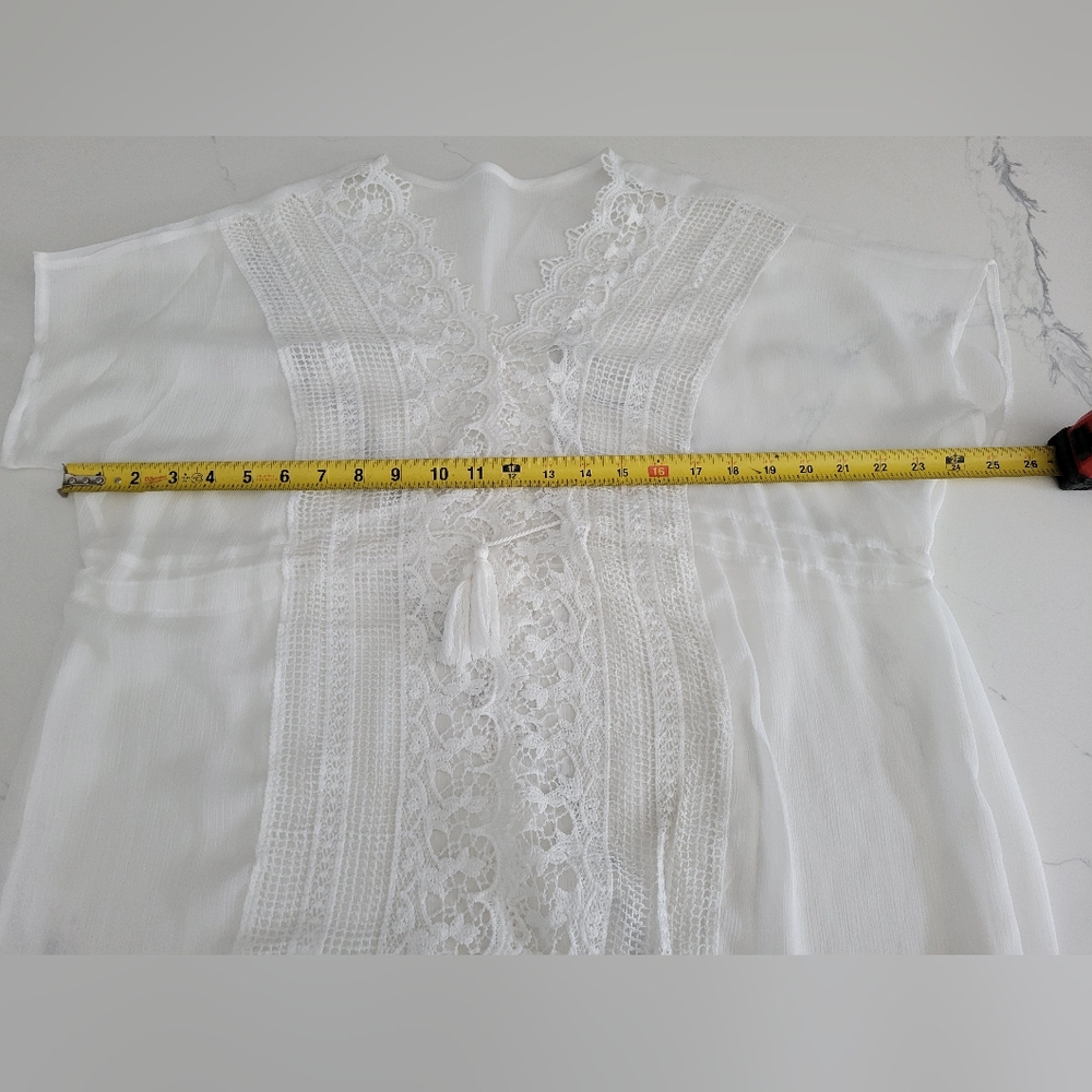 White Lace Kimono Cover-Up One Size New With Tags - Picture 4 of 5